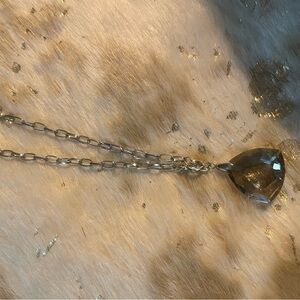 Jessica Simpson Silver Necklace with Smoky Brown Pendant